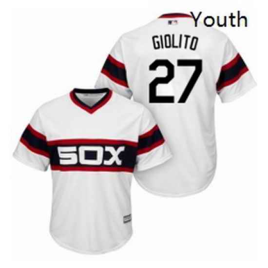 Youth Majestic Chicago White Sox 27 Lucas Giolito Authentic White 2013 Alternate Home Cool Base MLB Jersey